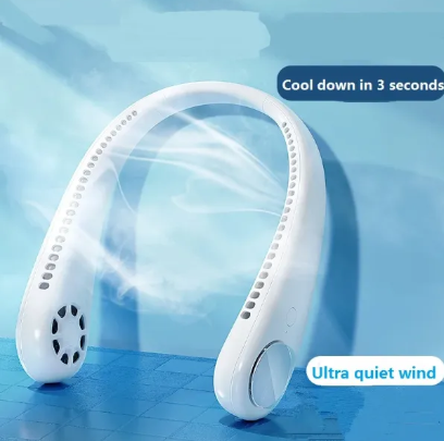Portable Neck Fan, Hands Free "Hands-Free Bladeless Fan: 360° Cooling Personal Portable Neck Fan - Rechargeable and Convenient