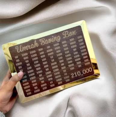Umrah saving box - Saving Box - Wooden Money Box - Money Saving box - Gullak - Wooden Money Box with Counter Money Saving Box Perfect Cash Saver & Best Gift for Friends
