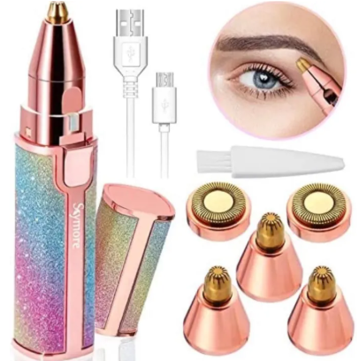 2 in 1 Flawless Facial Razor, Painless Eyebrow Removal Shaver With LED Light For Lip Chin Bikini Fuzz Mustache