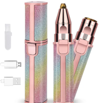 2 in 1 Flawless Facial Razor, Painless Eyebrow Removal Shaver With LED Light For Lip Chin Bikini Fuzz Mustache